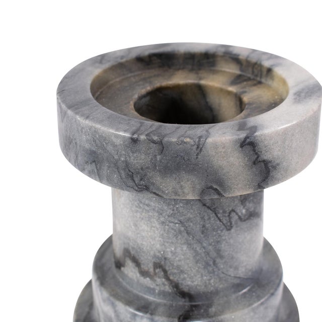 Kenneth Ludwig Chicago Modern Clarinda Marble Candle Holder- Short For Sale - Image 4 of 9