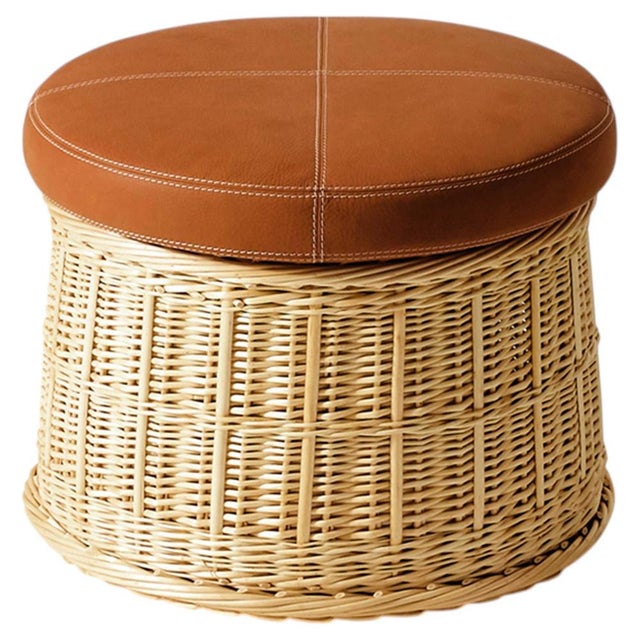 Hotte Rattan and Leather Pouf by Philippe Starck for Cassina For Sale - Image 9 of 9