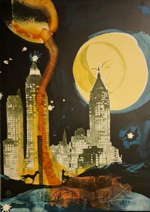 Dali Manhattan Skyline Hand Signed Numbered Lithograph Surreal Very Rare Art