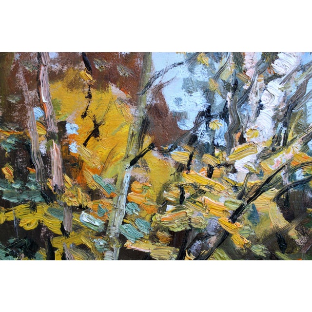 1980s Edgars Vinters, River in Autumn, 1984, Oil on Cardboard For Sale - Image 5 of 8