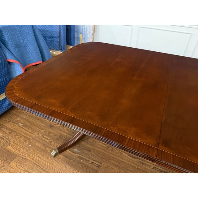Traditional Traditional Banded Mahogany Dining Table by Leighton Hall - Showroom Sample For Sale - Image 3 of 13