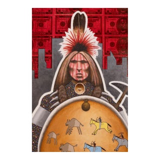 Marcus Cadman - Remaining True 2001 Signed Acrylic on Canvas Native American Art For Sale