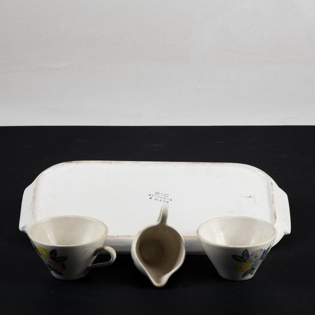 Ceramic Hand-Decorated Cups, Tray and Milk Jug from Sic, Italy, 1950s, Set of 4 For Sale - Image 7 of 8