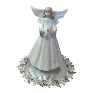Exquisite Retired Lladro 1992 Angelic Cymbalist Christmas Tree Topper For Sale