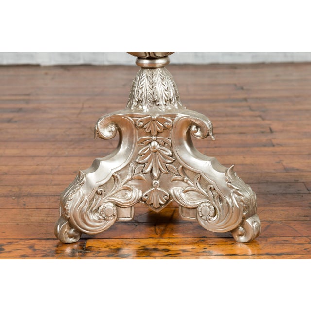 Baroque Contemporary Baroque Style Silver Plated Bronze Candlestick with Cherub Figures For Sale - Image 3 of 8