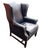 Wood Vintage Executive Wingback Armchair by the Renowned Artisans at Yorkshire Leather of Hickory, North Carolina. For Sale - Image 7 of 8