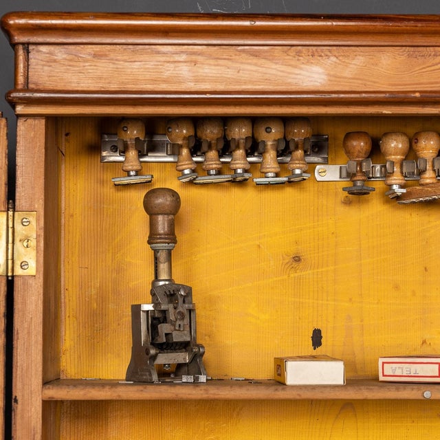 20th Century Italian Pine Cupboard & Eighty Rubber Stamps, 1930s, Set of 81 For Sale - Image 18 of 18