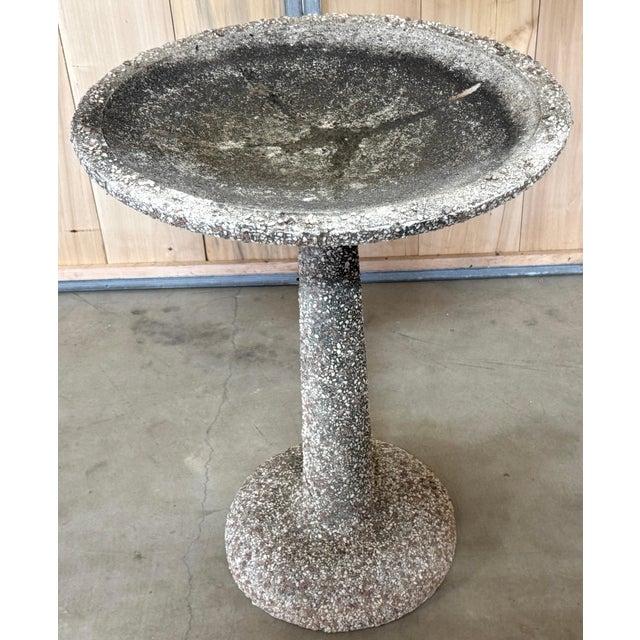 Stone French Modern Cast Stone Textured Stone & Pebble Birdbath/ Planter For Sale - Image 7 of 10