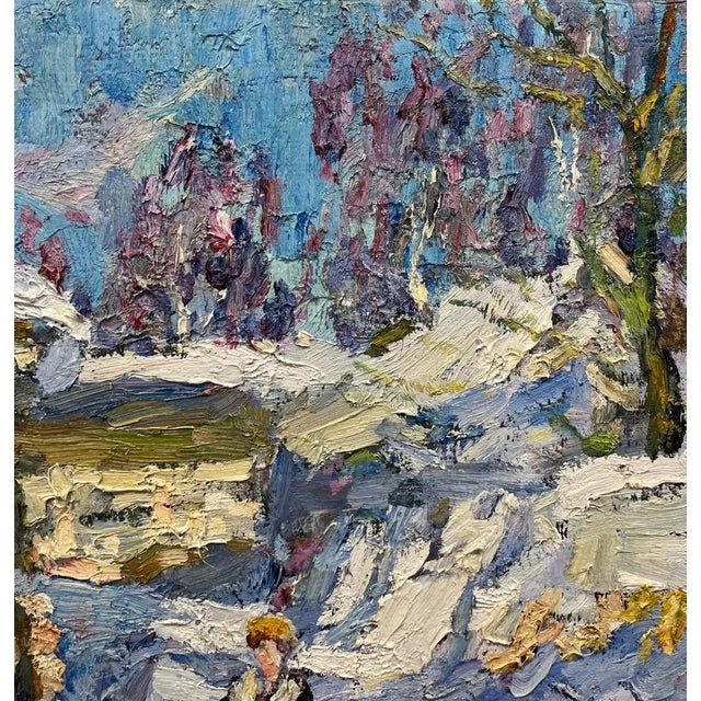 1990s Georgij Moroz, March Sun, Mom and Son, Oil, 1998 For Sale - Image 5 of 6