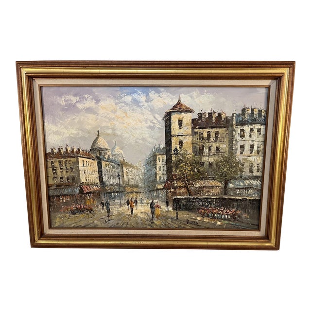 Caroline Burnett (1877-1950) Impressionist Paris Cityscape Oil Painting For Sale