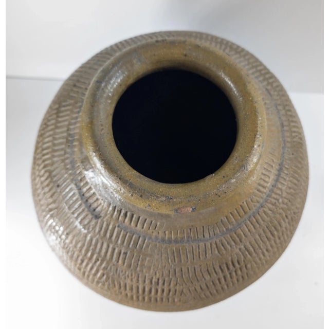 Early 20th Century South East Asian or Chinese Olive Green Glazed Martaban Jar For Sale - Image 9 of 13