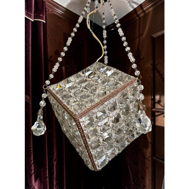 Antique Crystal Pendant Lamp, 1910s For Sale - Image 4 of 6
