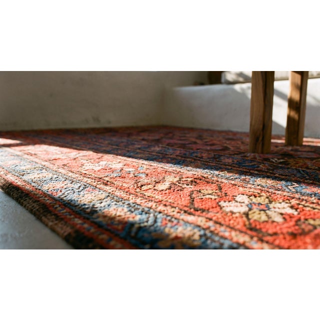 Brown 1900s Brown Geometric Tribal Antique W. Persian Kurdish Rug 4' X 8'9" Handknotted Wool Carpet For Sale - Image 8 of 9