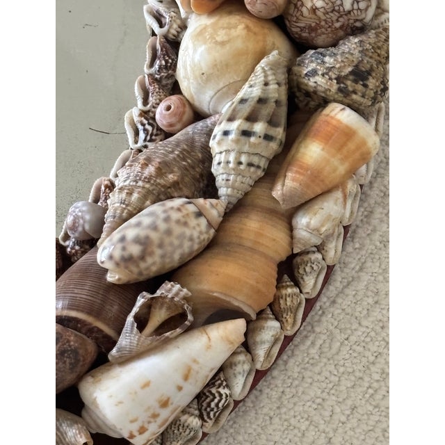 Vintage Palm Beach Style Petite Shell Encrusted Oval Shaped Table Mirror With Easel Back For Sale - Image 11 of 18