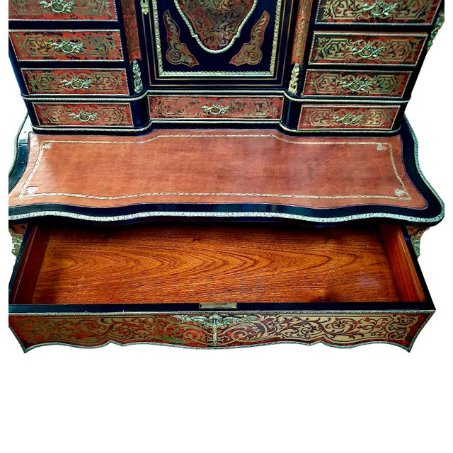 A Napoleon III Boulle Inlay “Bonheur Du Jour” Lady’s Desk For Sale - Image 9 of 17
