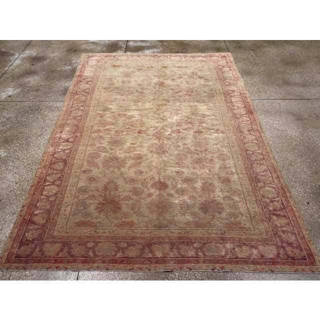 Rustic Galerie Shabab Collection Early 20th Century Turkish Oushak Accent Rug For Sale - Image 3 of 9