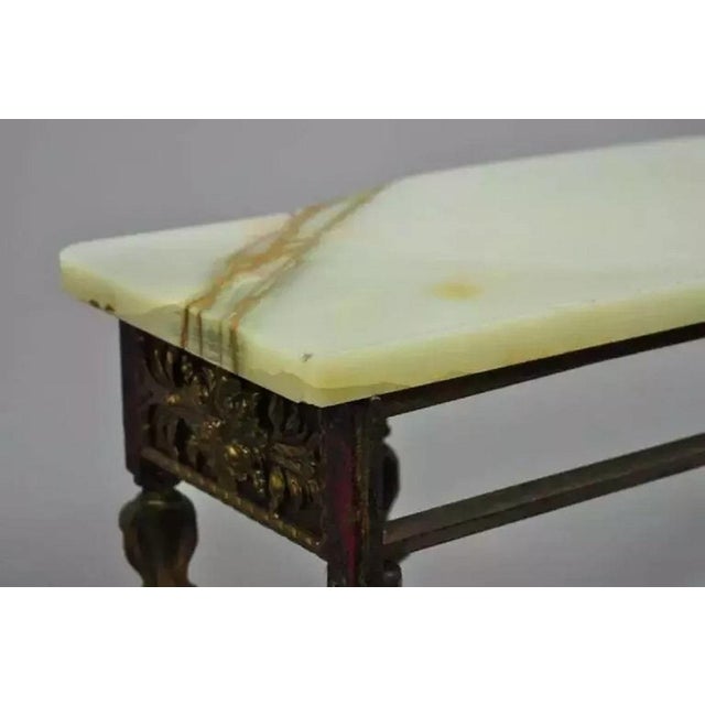 Oscar Bach Attr. Bronze and Onyx Top Iron Console Hall Table With Figural Mirror For Sale - Image 12 of 12