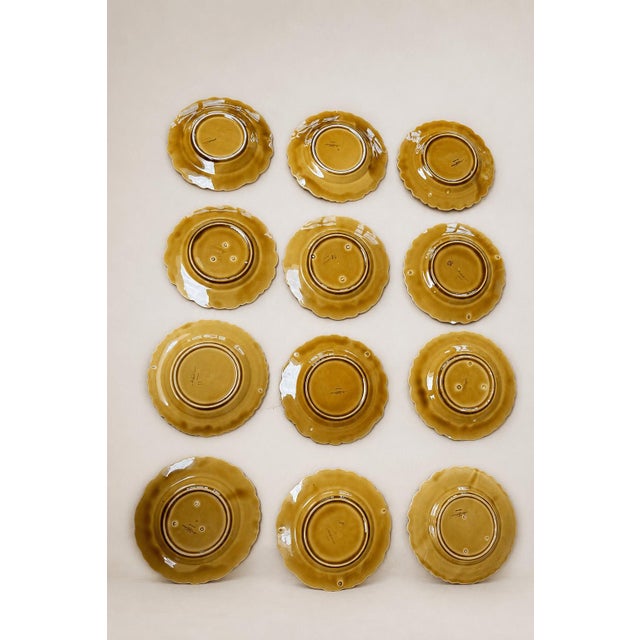 Antique French Majolica Fruit Plates from Sarreguemines, 1890s, Set of 12 For Sale - Image 3 of 9