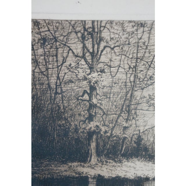 Antique 1881 Henry Farrer the Last Walk in Autumn Landscape Etching 13" For Sale - Image 6 of 8