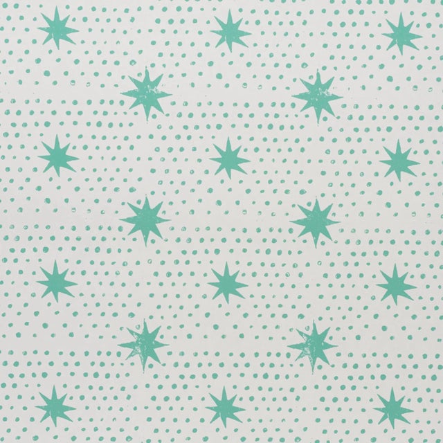 Sample - Schumacher x Molly Mahon Spot & Star Wallpaper in Seaglass For Sale In Charlotte - Image 6 of 6