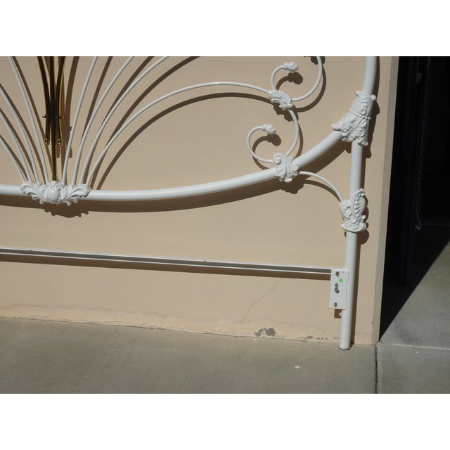 Vintage French Elliott's Designs White Gold Iron Queen Headboard W Footboard #3 For Sale - Image 11 of 15