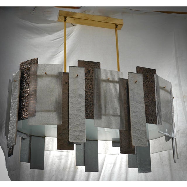 Silver Art Glass and Brass Chandelier, 2000 For Sale - Image 11 of 11