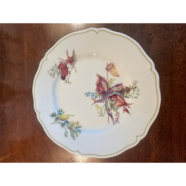 Mid 20th Century Set of 12 Havilland- Limoges Dinner Plates, Six Fish and Crustacean Designs For Sale - Image 11 of 12