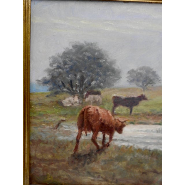 1960s Signed Rhede Oil on Canvas of a Country Landscape For Sale - Image 5 of 11
