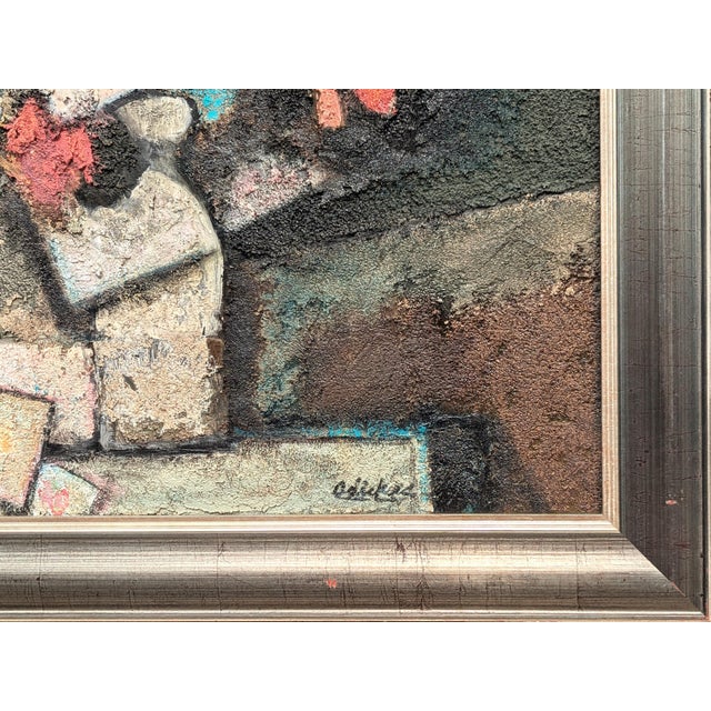 Paint David Adickes "Large Bouquet" Modern Abstract Red, Blue, & Gray Floral Still Life Painting, 2008 For Sale - Image 7 of 11
