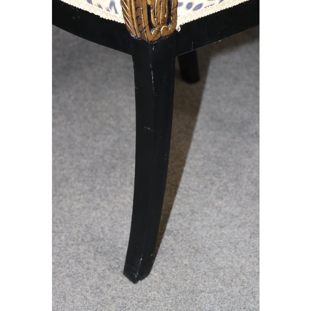1960's Set 8 Regency Style Dolphin Head Ebonized & Gold Accent Armchairs For Sale - Image 11 of 16