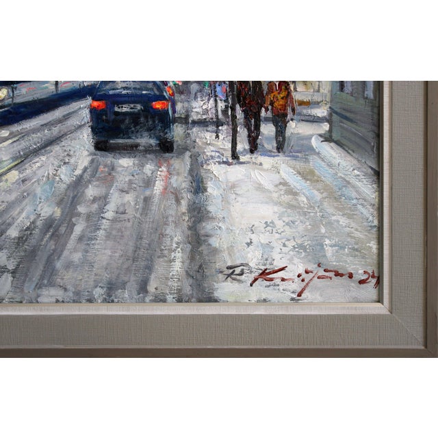 Rolands Krisjans, Winter in the City, 2000s, Oil on Canvas For Sale - Image 3 of 7