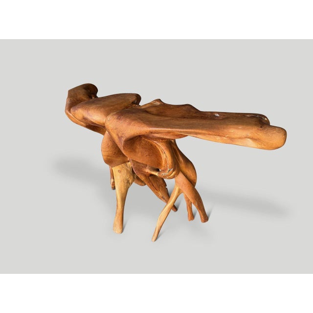 2010s Andrianna Shamaris Organic Sculptural Teak Wood Console Table For Sale - Image 5 of 5