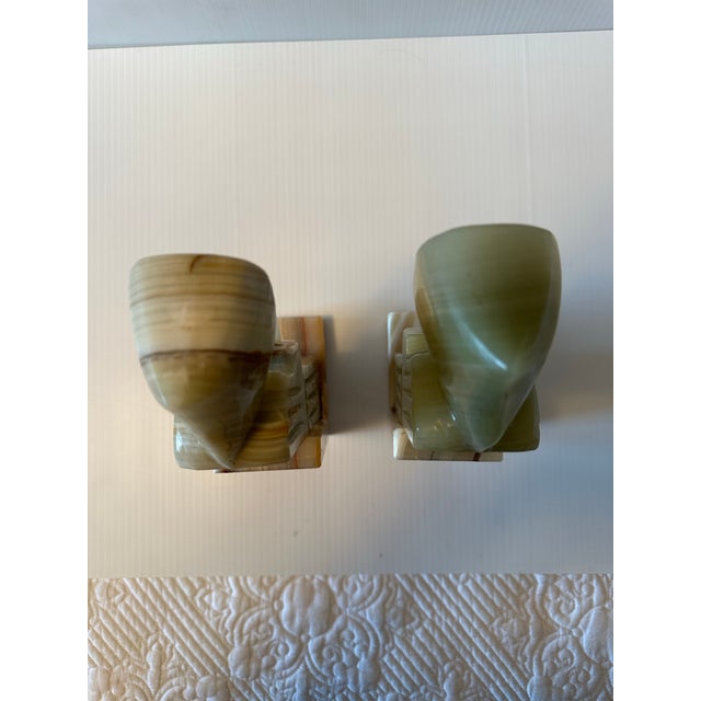 Figurative Vintage Solid Onyx Carved Book Ends For Sale - Image 3 of 8