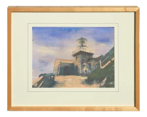 Cheryl Trotter "Point Sur Light House in Big Sur California" Impressionist Watercolor 1989