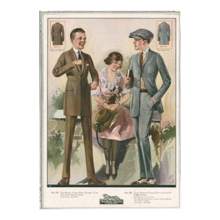 The Royal Tailors – Young Men’s Sack Suits – Vintage Fashion Plate For Sale