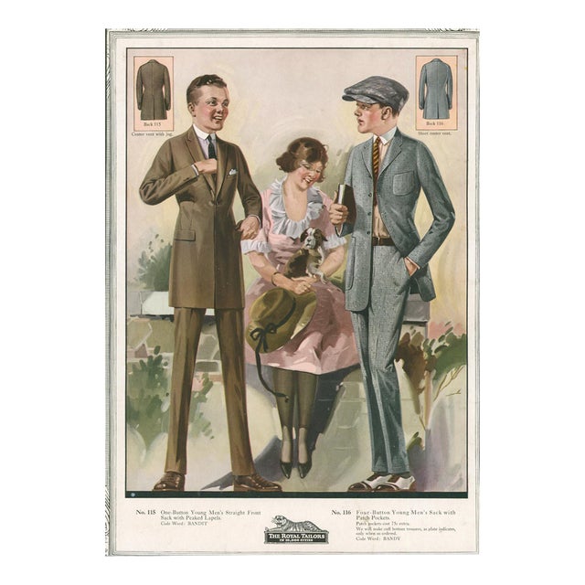 The Royal Tailors – Young Men’s Sack Suits – Vintage Fashion Plate For Sale