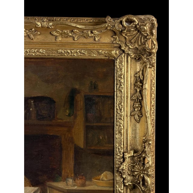 British Artist, Victorian Cottage Interior with Mother and Children, 1860-1870, Oil on Canvas For Sale - Image 13 of 18