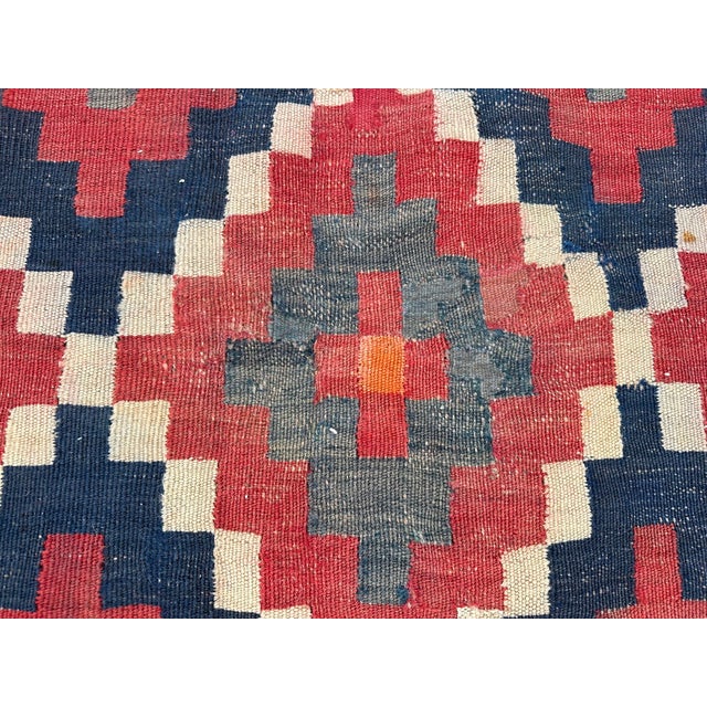 1970s Vintage Afghan Flat Weave Kilim Rug, 6x9 Ft, Handmade Tribal Turkmen Faded Rug, Turkish Style Wool Kilim For Sale - Image 5 of 8