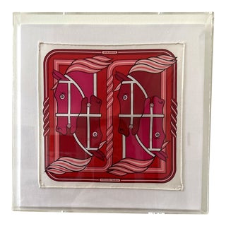 Hermès Quadrige II Acrylic Shadow Box Framed Vintage Silk Scarf For Sale