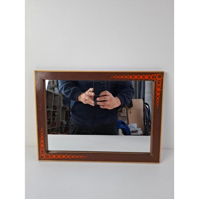 Mid-Century Czechoslovak Wooden Mirror with Graphic Frame Detail, 1960s For Sale - Image 6 of 15
