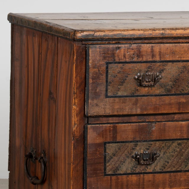 19th Century Original Hand Painted Large Chest of Three Drawers From Hungary For Sale - Image 10 of 18