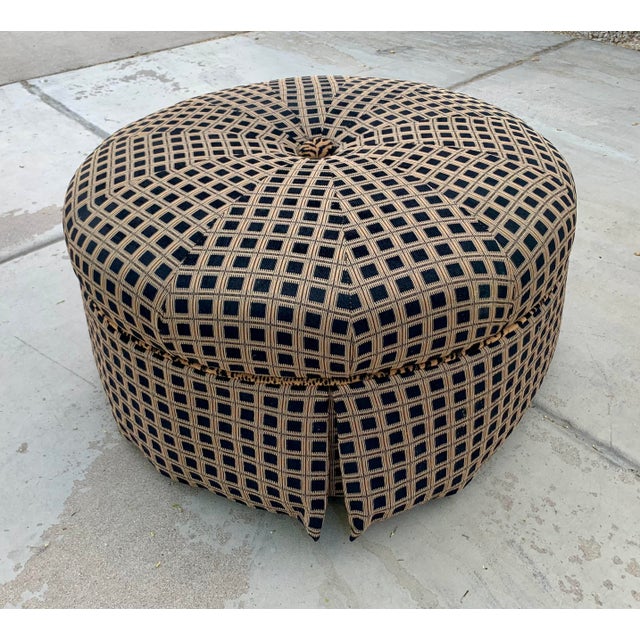 Traditional Round Skirted Ottoman | Chairish