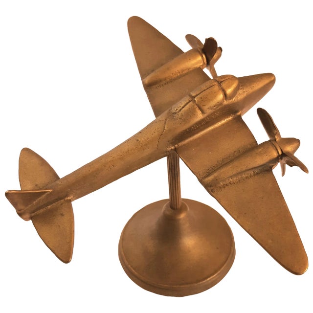 Vintage Brass Airplane Model Figurine For Sale