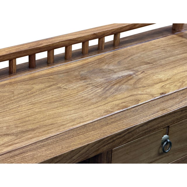 Simple Oriental Minimalistic Natural Wood Console Side Table Desk For Sale - Image 14 of 14