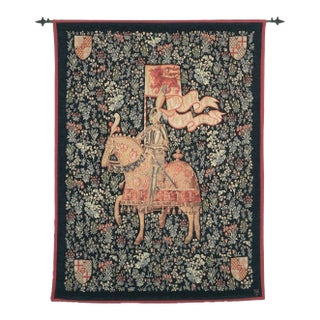 Le Chevalier Medieval Loom Woven Tapestry - 192 X 142 Cm (6'4" X 4'8") - Requires Rod Size 4 For Sale