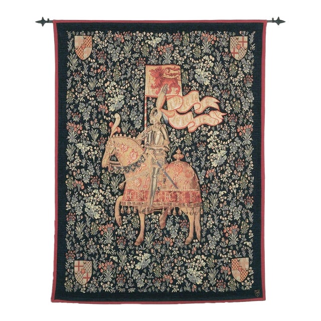 Le Chevalier Medieval Loom Woven Tapestry - 192 X 142 Cm (6'4" X 4'8") - Requires Rod Size 4 For Sale