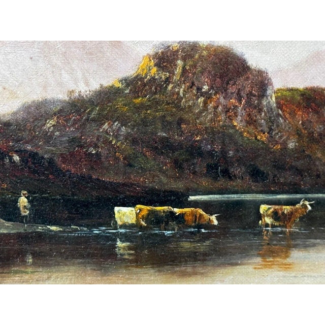 Wood Sunset Over Lake Windermere – c.1920 Alfred Fontville De Breanski Jr Landscape Oil Painting For Sale - Image 7 of 12