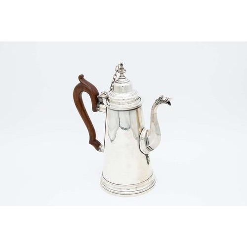 Plain Silver Coffee Pot with Chestnut Wood Handle For Sale - Image 5 of 5
