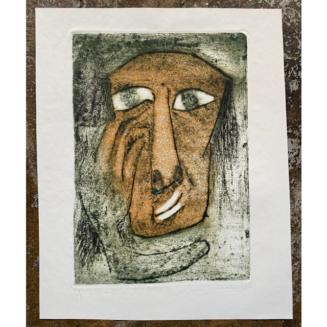 1982 Modern Portrait Intaglio For Sale - Image 4 of 4