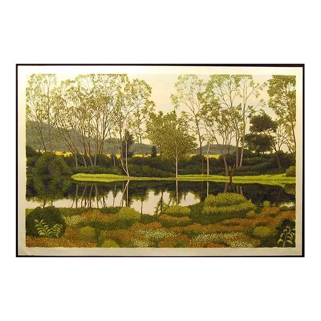 Gordon Mortensen "River Birch" Signed Numbered Woodcut Art Print For Sale